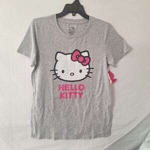 Hello Kitty Short Sleeve Heather Gray T-shirt  Women's XL 16/18 Soft Stretch NWT